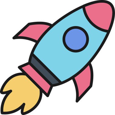 Roket. Web simgesi basit illüstrasyon