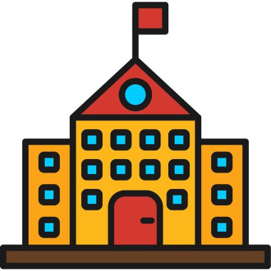 okul binası ikon vektör illüstrasyonu