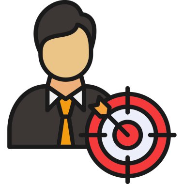 Hedef ve ok vektör çizimine sahip iş adamı