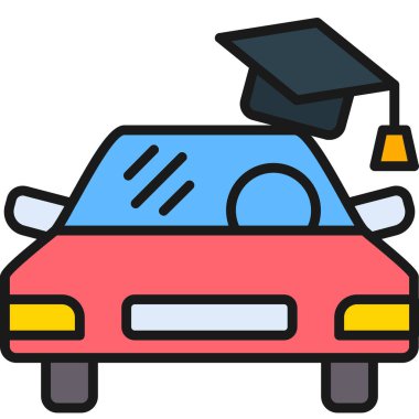 okul arabası simgesi, vektör illüstrasyonu