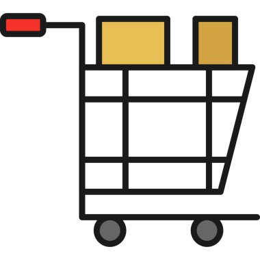 Alışveriş sepeti ile kutuları, illüstrasyon vektör