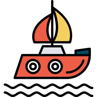 tekne web simgesi, vektör illüstrasyonu