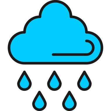 Yağmur bulutu simgesi, basit vektör illüstrasyonu