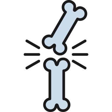 Kemik kemiği simgesi renk ana hatları vektörü