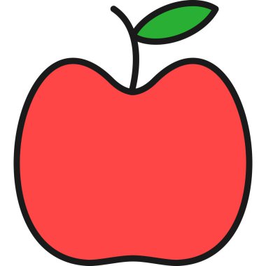 Elma meyvesi sağlıklı simgesi - ana hatları biçiminde