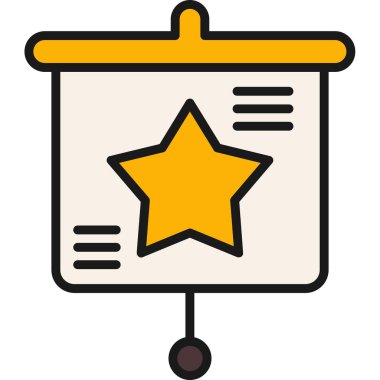 Yıldız ödül ikonu renk ana hatları vektörü