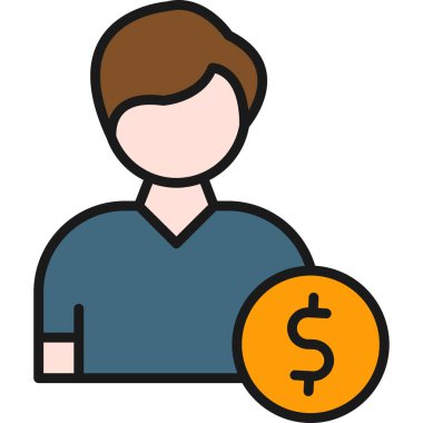 İş adamı para simgesi, vektör illüstrasyonu