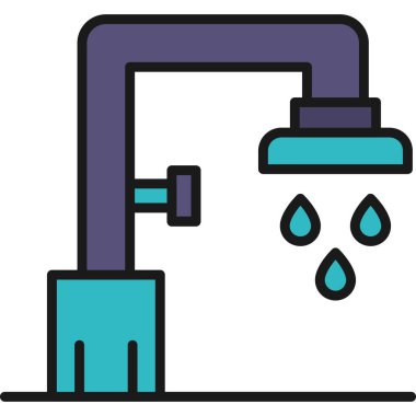 Musluk ikonu. Web için su musluğu vektör simgelerinin özet çizimi