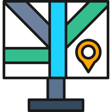 harita konumu pin simgesi ile doldurulmuş dış hat biçimi