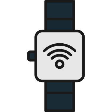 Akıllı saat simgesi. Beyaz arkaplanda web tasarımı için akıllı saat vektör simgelerinin basit çizimi