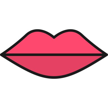 Beyaz arkaplan üzerinde pop dudak simgesi, satır biçimi, vektör illüstrasyonu