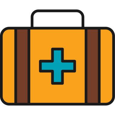 İlk yardım kiti simgesi. İlk yardım kiti vektör simgesi web için düz çizimi