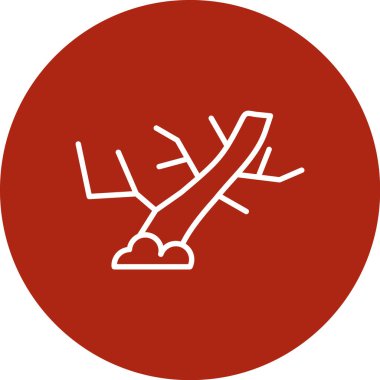 Yapraklı bir dalın kırmızı simgesinin vektör çizimi