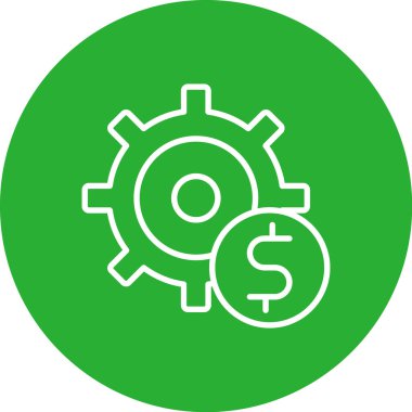 dişli ayarları vektör simgesi. Tarz ana hatların sembolüdür. Çevre ekipmanı, eko yeşil renk, beyaz arkaplan.