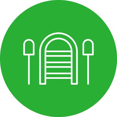 Modern bir binanın yeşil daire simgesinin vektör çizimi