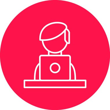 Dizüstü bilgisayar simgesi olan bir adamın vektör çizimi