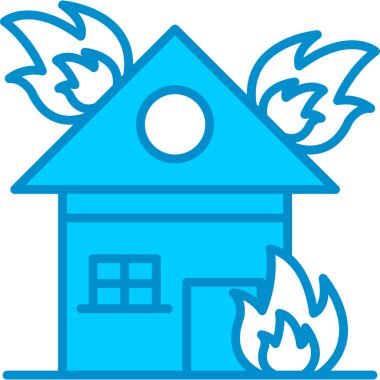 House On Fire, Fire, Flame, Burn, House, Home, Burning, House Burn, İş Hattı Web Kullanımı İçin Basit Vektör Simgesi
