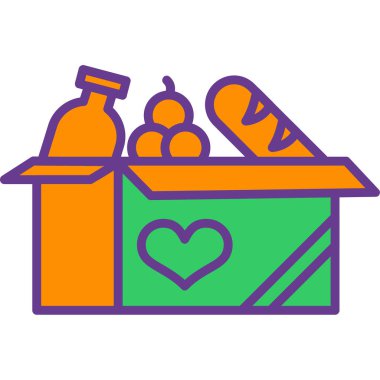 Gıda ve içecek vektör illüstrasyon grafik tasarımlı kutu