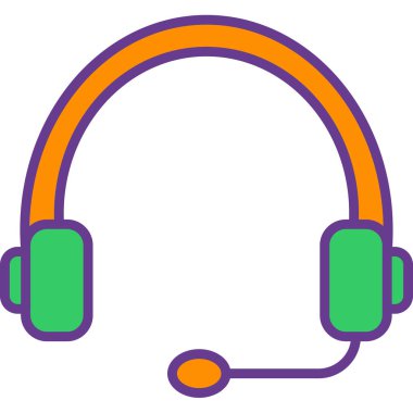 kulaklık simgesi ve vektör illüstrasyonu beyaz arkaplanda izole edildi