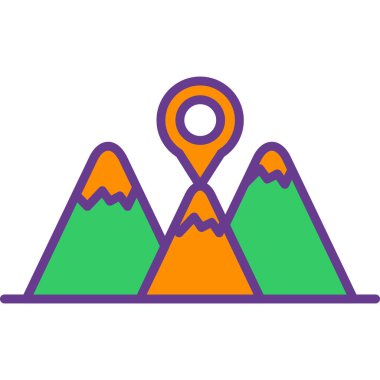 Dağ ikonu vektörü. İnce çizgi işareti. İzole edilmiş kontür sembolü gösterimi