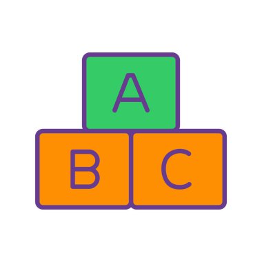 Beyaz arkaplanda izole edilmiş alfabe blokları simgesi