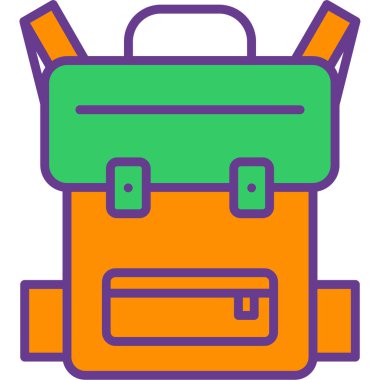 sırt çantası simgesi, vektör illüstrasyonu