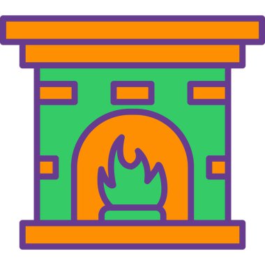 Şömine. Web simgesi basit illüstrasyon