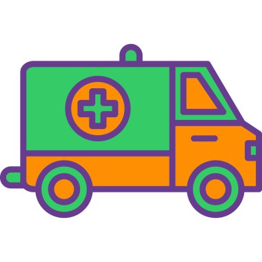 araba ambülans simgesi vektör illüstrasyonu