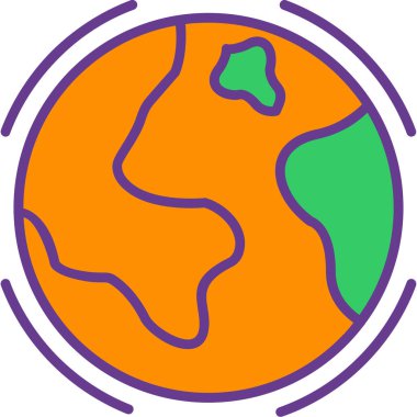 Toprak küresi ikonu. anahat gezegen dünya vektör simgesi rengi düz izole