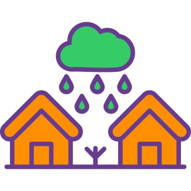 yağmur ve bulut ikonu. Web için yağmur bulutu vektör simgesinin basit bir gösterimi