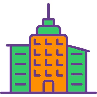 Şehir simgesini inşa etmek. Web için şehir vektör simgelerinin özet çizimi