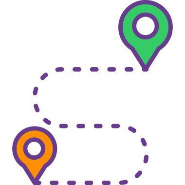 Güzergah simgesi, vektör illüstrasyonlu harita gösterici