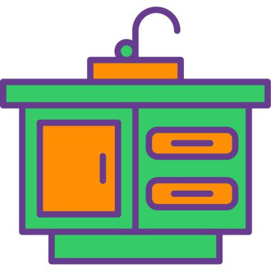 Mutfak gereçleri makine simgesi doldurulmuş ana hatlar biçiminde