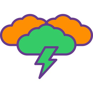 Yıldırım fırtınası. Web simgesi vektör illüstrasyonu