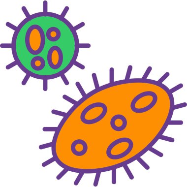 bakteri virüsü simgesi renk ana hatları vektörü