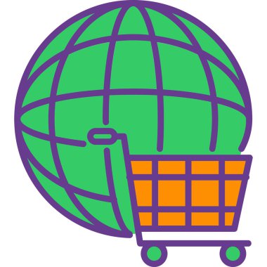 Küre simgesine sahip el arabası, vektör illüstrasyonu