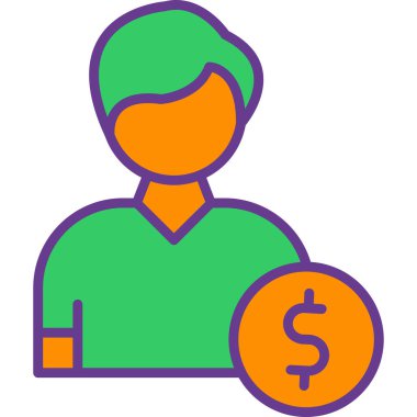 Para Adam vektör simgesi. Basit vektör illüstrasyonu