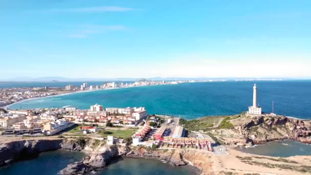 Panoramic Aerial View Manga Man Menor Sandbar Minor Sea Seaside — Stock Video
