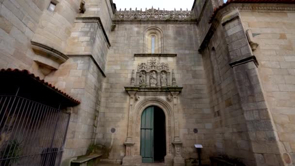 Pontevedra Spanien Oktober 2022 Blick Auf Den Eingang Der Kathedrale — Stockvideo