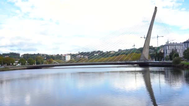 Pontevedra Spain October 2022 View Puente Los Tirantes Bridge Lerez — Stock Video