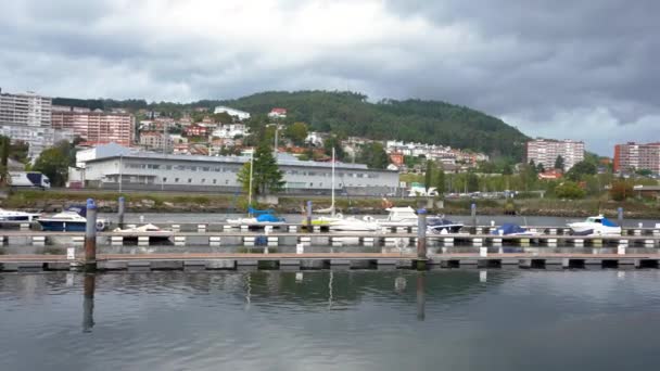 Pontevedra Spanien Oktober 2022 Blick Auf Den Jachthafen Pontevedra Fluss — Stockvideo