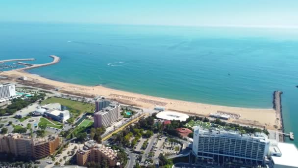Vilamoura Portugalia Września 2022 Drone Point View Vilamoura Beach Luksusowe — Wideo stockowe