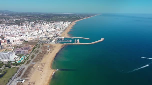 Vilamoura Portugal September 2022 Panorama Luftaufnahme Der Schönen Stadt Vilamoura — Stockvideo