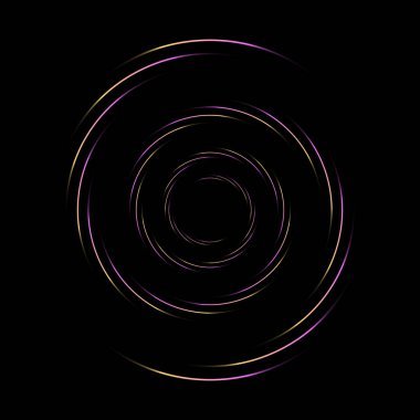 Detaylı dönüş, spiral element. Girdap etkisi. Dairesel, dönen patlama çizgileri. Döner radyal teller. Sarmal, kıvrımlı soyut şekil