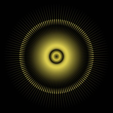 Çapraz daireler ve oval alanlarla soyut fraktal altın arka plan. disko ışıkları arkaplanı.