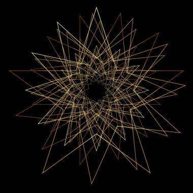 Kırmızı arkaplanda, parlak kırmızı gradyan üzerinde altın soyut yıldız