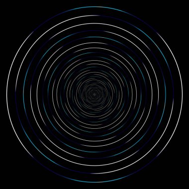 Detaylı dönüş, spiral element. Girdap etkisi. Dairesel, dönen patlama çizgileri. Döner radyal teller. Sarmal, kıvrımlı soyut şekil