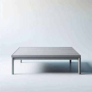 Pürüzsüz yüzeyi olan parlak ve havadar bir kahve masası modern minimalist estetiğini dağınık bir ortamda ön plana çıkarıyor..