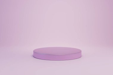 Mor renkli bir podyum. Pastel bir arka plana malzeme ya da metin koymak için. kopyala yapıştır, kopyala alanı. 3 Boyutlu Hazırlama.