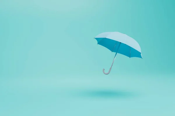 Protezione Contro Pioggia Ombrello Aperto Sfondo Turchese Copia Incolla Copia — Foto Stock